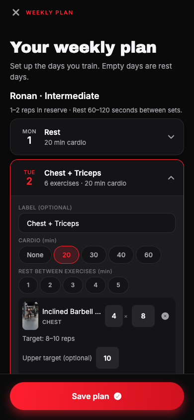Make it your own in the Physique Method app